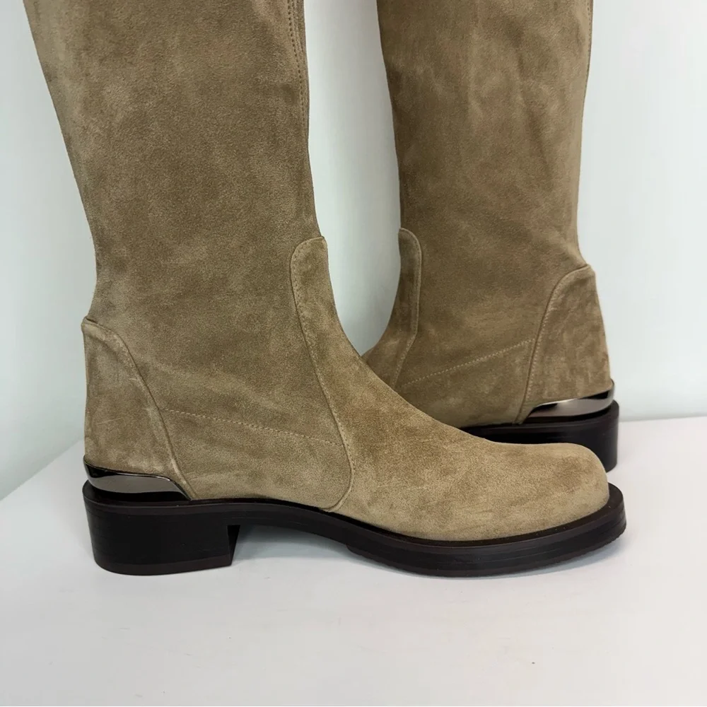 New Stuart Weitzman Mercer Bold Suede Knee Boots Sz 7.5